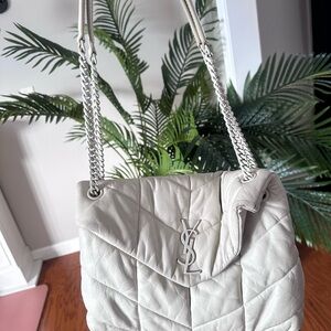 Yves Saint Laurent Ivory Loulou Puffer Medium Bag